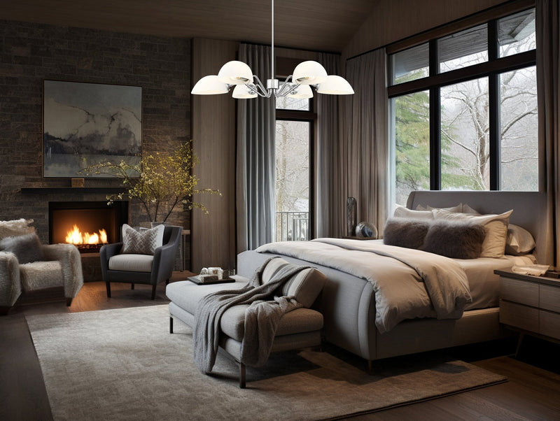 Breton 6 Light 39" Chandelier in Brushed Nickel in a room setting