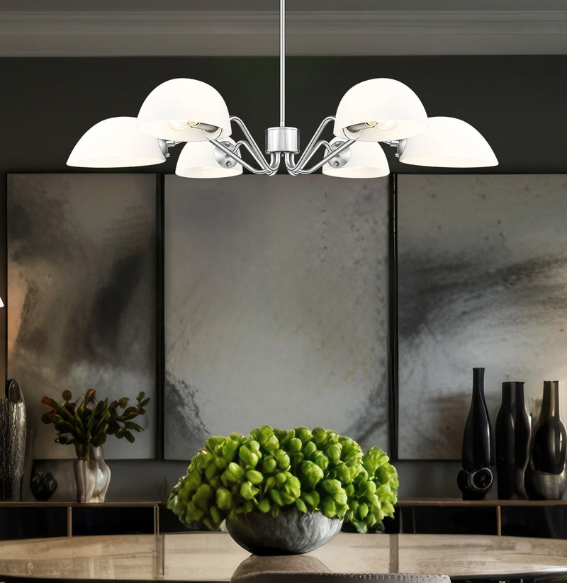 Breton 6 Light 39" Chandelier in Brushed Nickel in a room setting