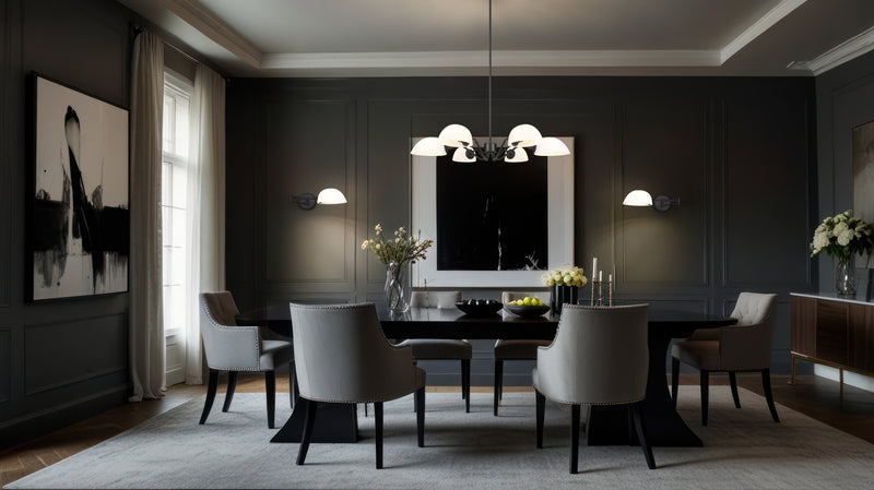Breton 6 Light 39" Chandelier in Matte Black in a room setting