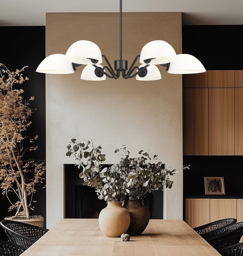 Breton 6 Light 39" Chandelier in Matte Black in a room setting