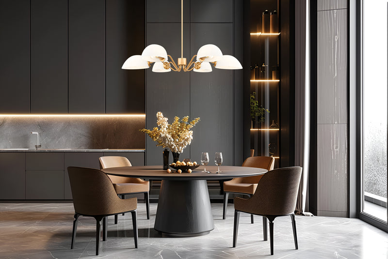 Breton 6 Light 39" Chandelier in Modern Gold in a room setting