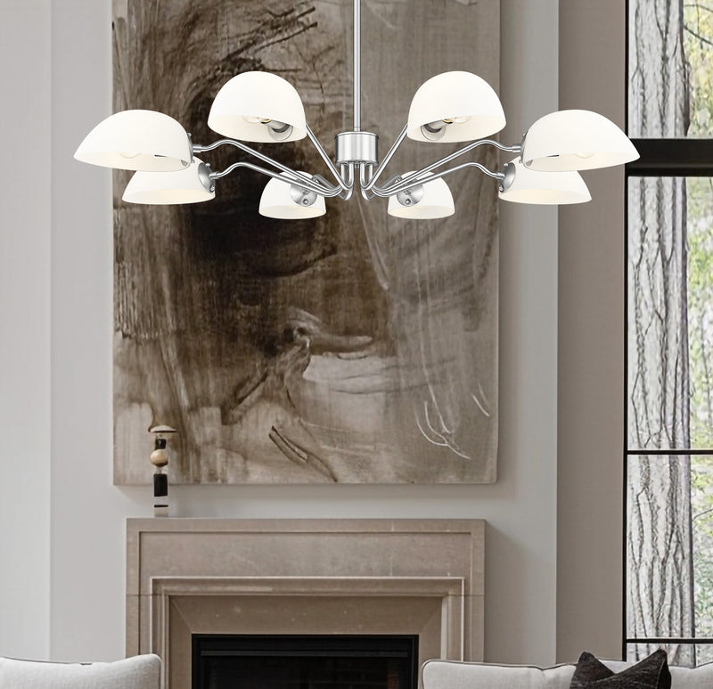 Breton 8 Light 46" Chandelier in Brushed Nickel in a room setting