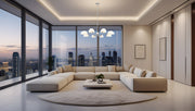 Breton 8 Light 46" Chandelier in Brushed Nickel in a room setting