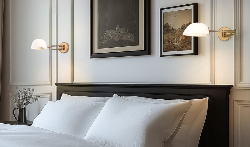 Breton 1 Light 28" Wall Sconce in Modern Gold in a room setting