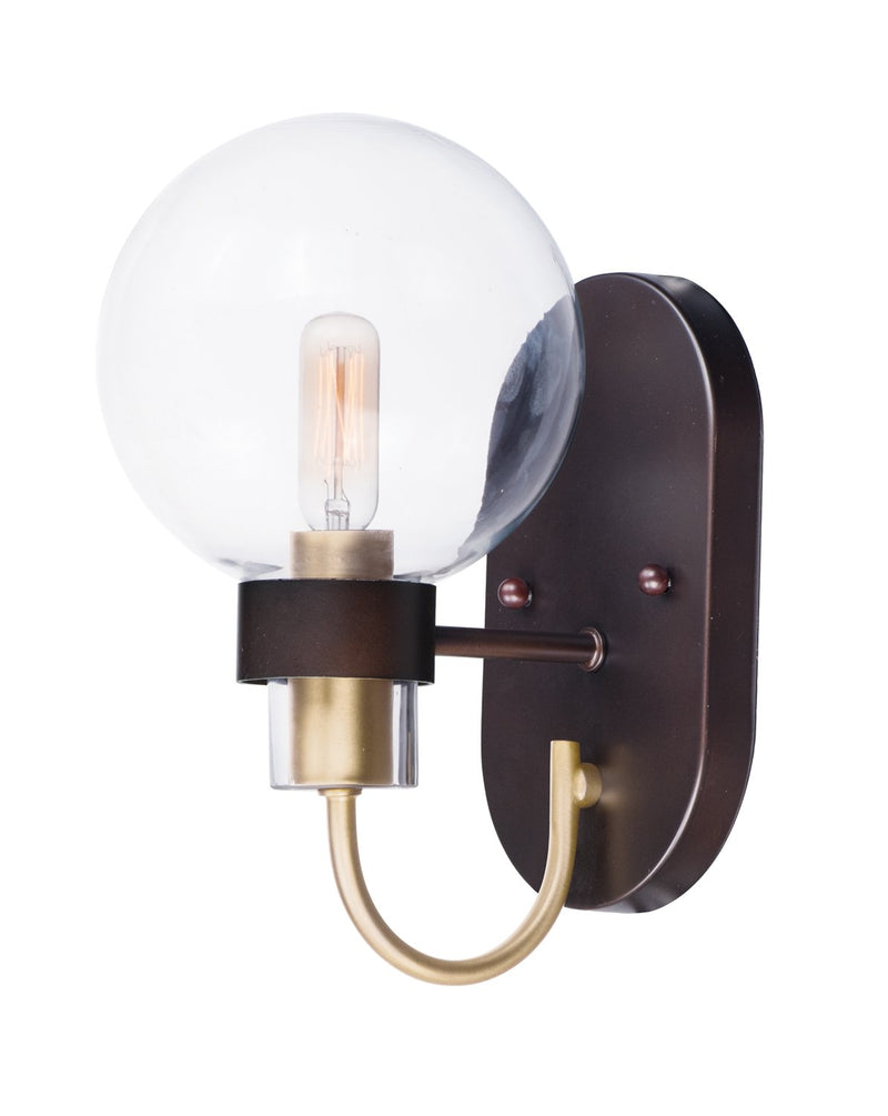 Bauhaus 1 Light Wall Sconce in Bronze / Satin Brass