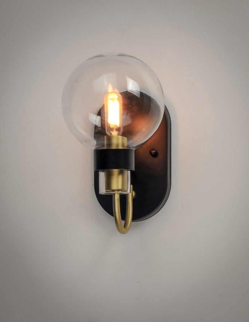 Bauhaus 1 Light Wall Sconce in Bronze / Satin Brass