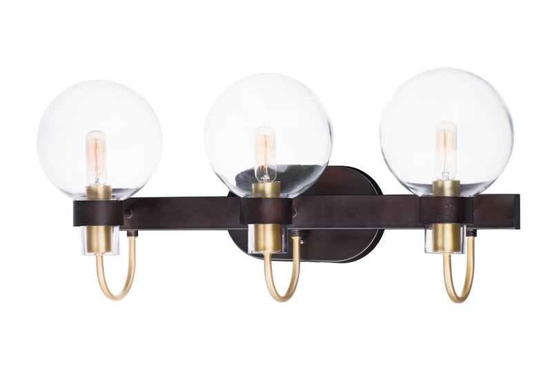 Bauhaus 3 Light Bath Vanity Light in Bronze / Satin Brass