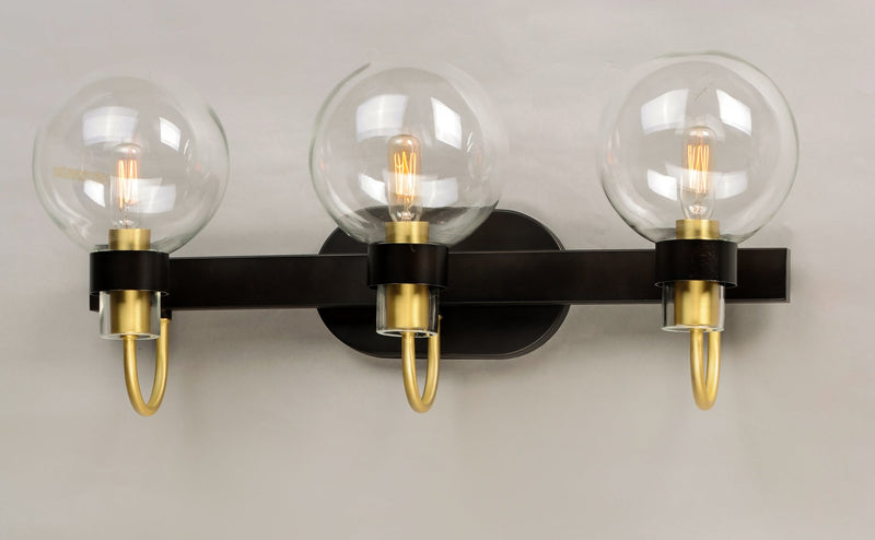 Bauhaus 3 Light Bath Vanity Light in Bronze / Satin Brass