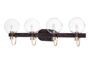 Bauhaus 4 Light Bath Vanity Light in Bronze / Satin Brass