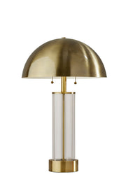 Troy 2-Light Table Lamp in Antique Brass & Clear Glass