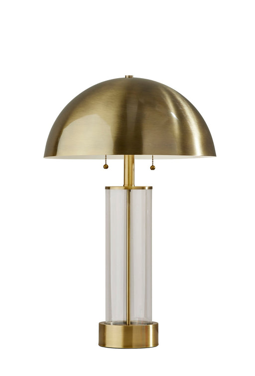 Troy 2-Light Table Lamp in Antique Brass & Clear Glass