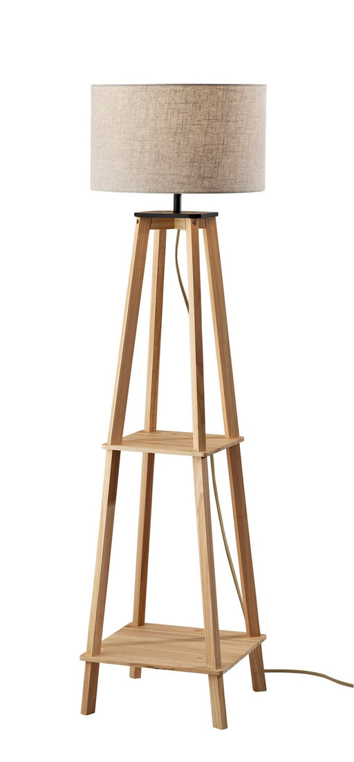 Kirby Shelf Floor Lamp in Natural Wood