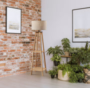 Kirby Shelf Floor Lamp in Natural Wood