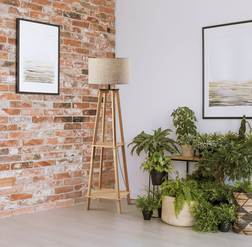 Kirby Shelf Floor Lamp in Natural Wood
