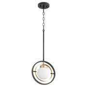 Nimbus 1 Light Pendant in Textured Black / Aged Brass