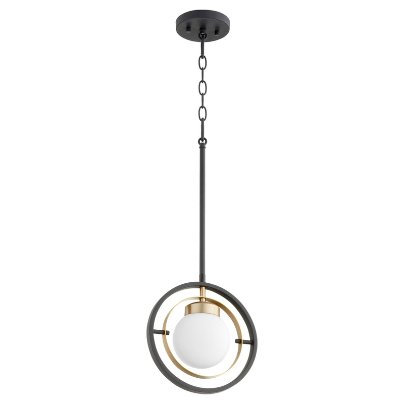 Nimbus 1 Light Pendant in Textured Black / Aged Brass