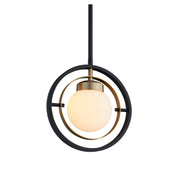 Nimbus 1 Light Pendant in Textured Black / Aged Brass
