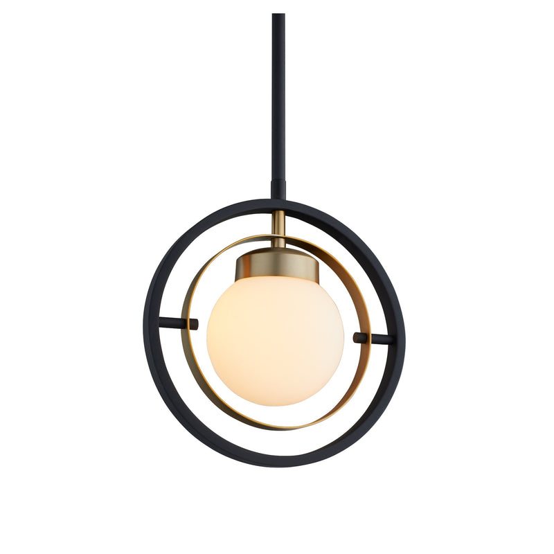 Nimbus 1 Light Pendant in Textured Black / Aged Brass