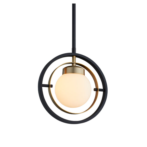 Nimbus 1 Light Pendant in Textured Black / Aged Brass