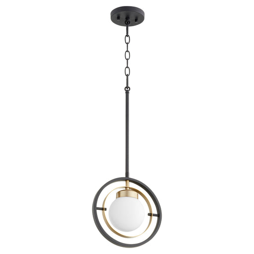Nimbus 1 Light Pendant in Textured Black / Aged Brass