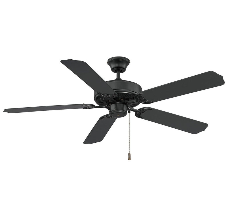 Traditional 52" Wet-Rated Outdoor Ceiling Fan in Matte Black