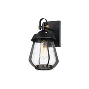 Mariner 1 Light Small Outdoor Wall Sconce in Black / Antique Brass