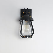 Mariner 1 Light Small Outdoor Wall Sconce in Black / Antique Brass