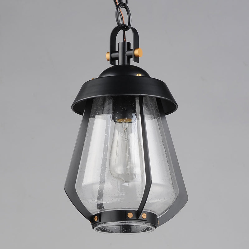 Mariner 1 Light Medium Outdoor Pendant in Black / Antique Brass