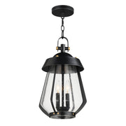 Mariner 2 Light Large Outdoor Pendant in Black / Antique Brass