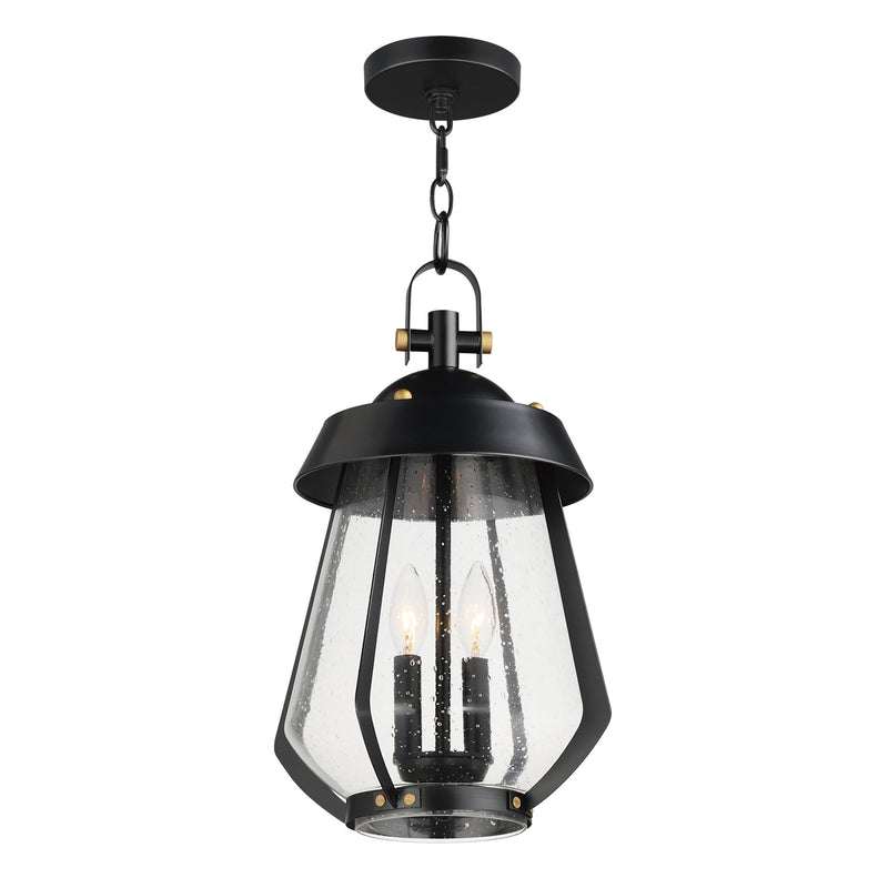Mariner 2 Light Large Outdoor Pendant in Black / Antique Brass