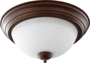 13" Satin Opal Ceiling Mount in Oiled Bronze