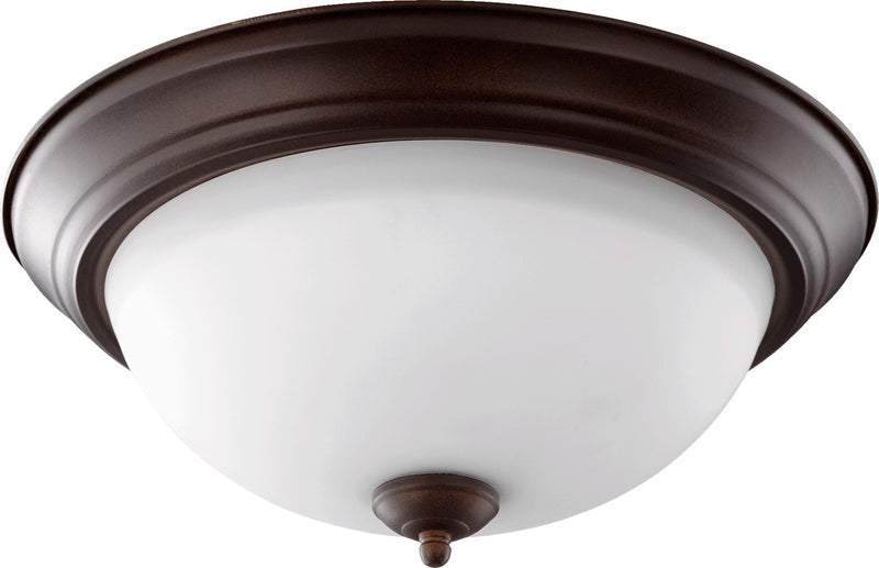 15" Satin Opal Ceiling Mount in Oiled Bronze
