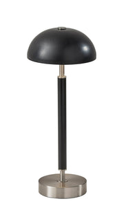 Ronny LED Cordless Table Lamp in Black Wood & Brushed Steel