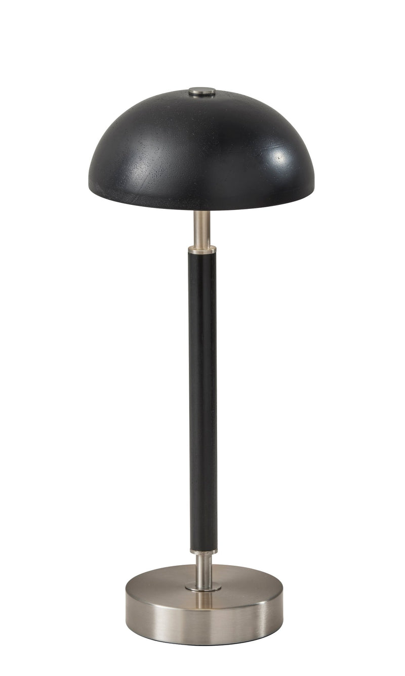 Ronny LED Cordless Table Lamp in Black Wood & Brushed Steel