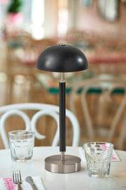 Ronny LED Cordless Table Lamp in Black Wood & Brushed Steel