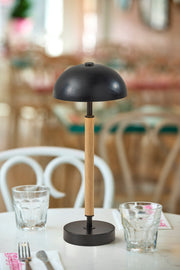 Ronny LED Cordless Table Lamp in Natural Wood & Black