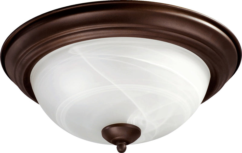 13" Faux Alabaster Ceiling Mount in Oiled Bronze