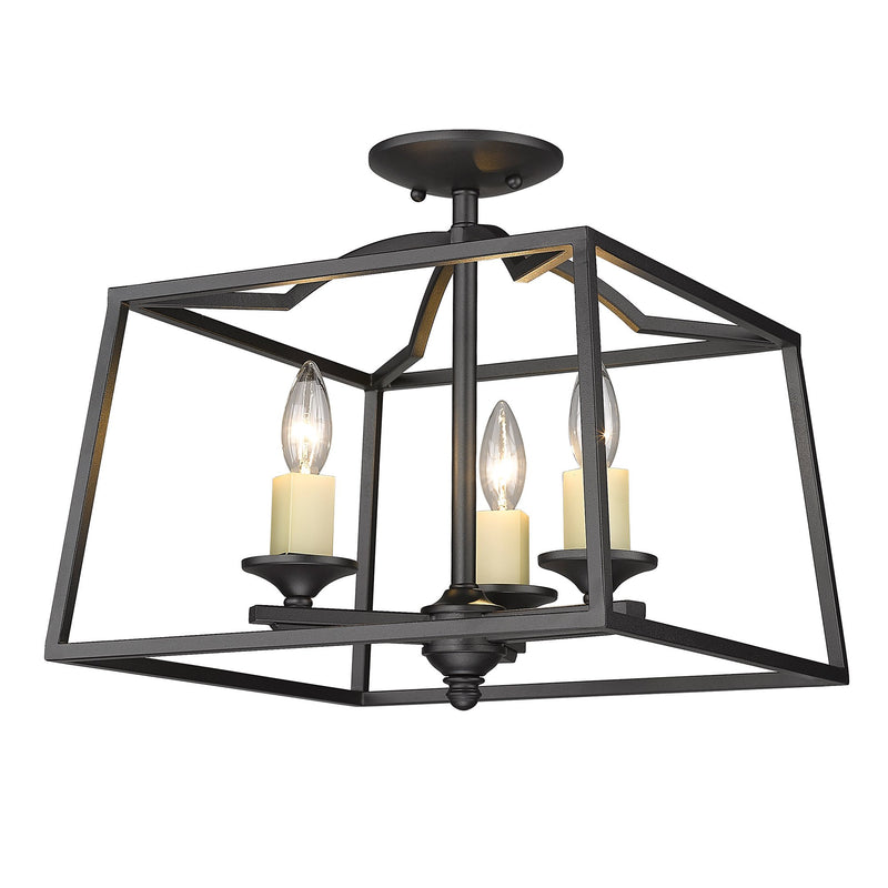 Athena 3-Light Semi-Flush Mount in Natural Black