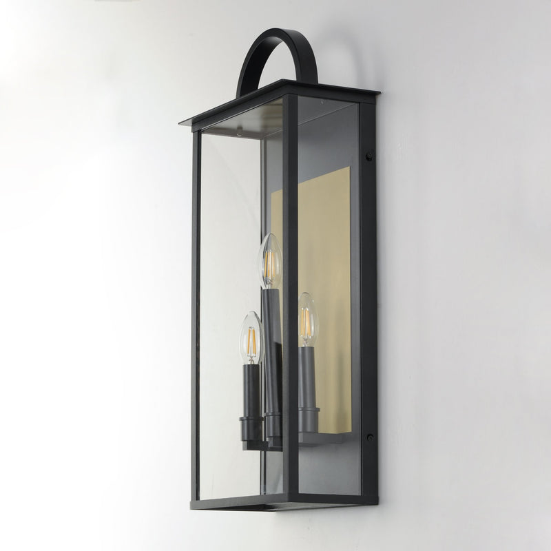 Manchester 3 Light Large Outdoor Wall Sconce in Black