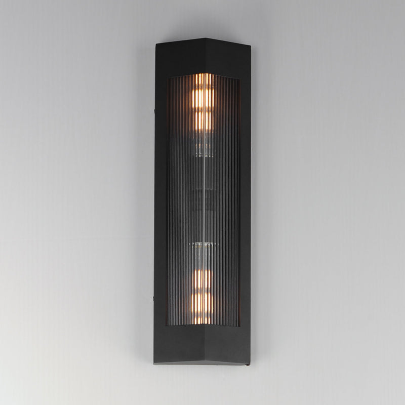 Triform 20" 2 Light Outdoor Wall Sconce in Black / Antique Brass
