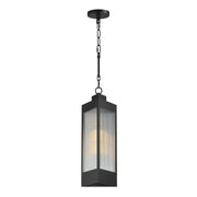 Triform 1 Light Outdoor Pendant in Black / Antique Brass