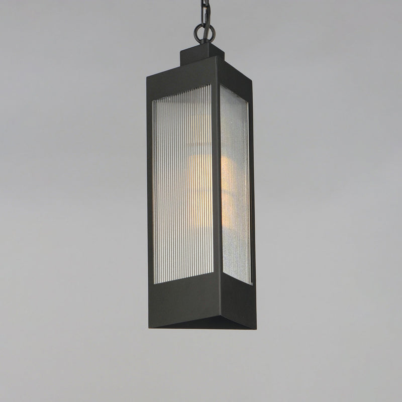 Triform 1 Light Outdoor Pendant in Black / Antique Brass