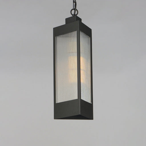 Triform 1 Light Outdoor Pendant in Black / Antique Brass