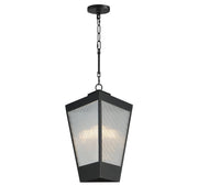 Triform 14" 3 Light Outdoor Pendant in Black / Antique Brass