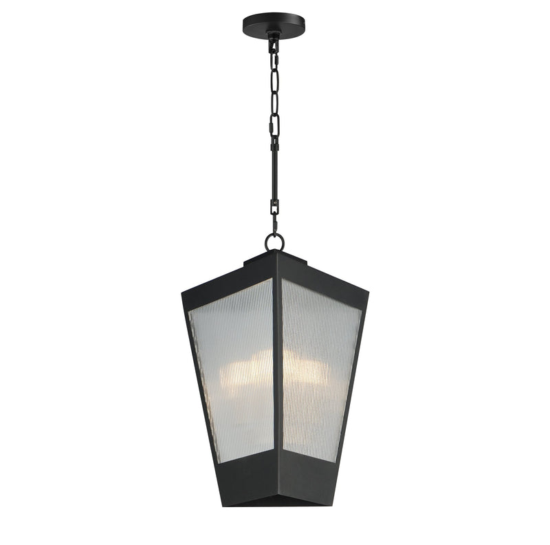 Triform 14" 3 Light Outdoor Pendant in Black / Antique Brass