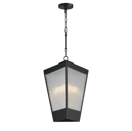 Triform 14" 3 Light Outdoor Pendant in Black / Antique Brass