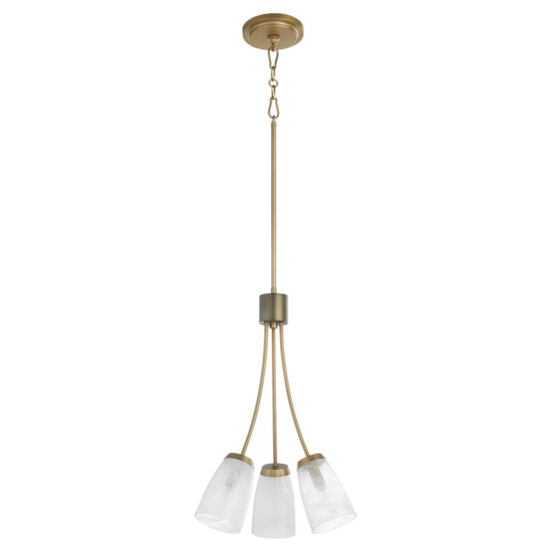 Arpeggio 3 Light Pendant in Aged Brass