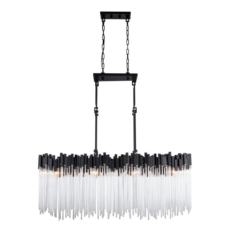 Matrix 8-Light 48.25" Linear Chandelier in Matte Black/French Gold