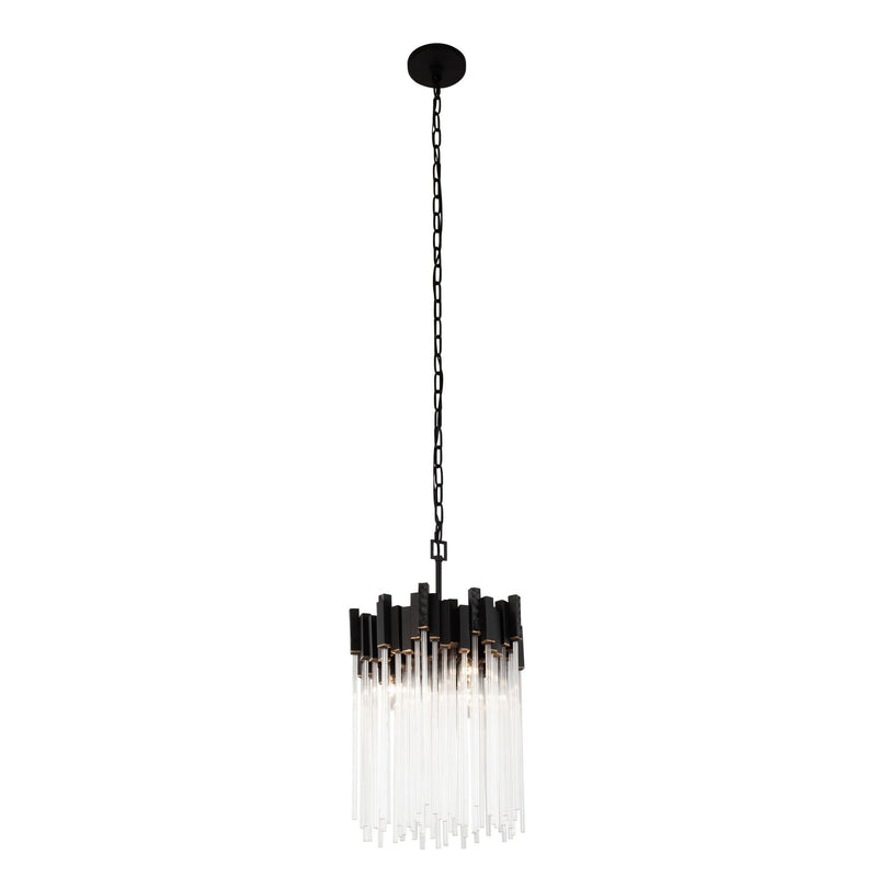 Matrix 3-Light 14" Pendant in Matte Black/French Gold