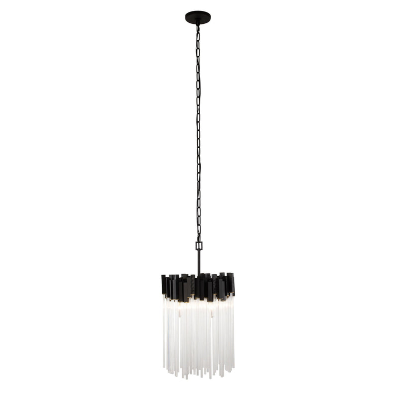 Matrix 3-Light 14" Pendant in Matte Black/French Gold